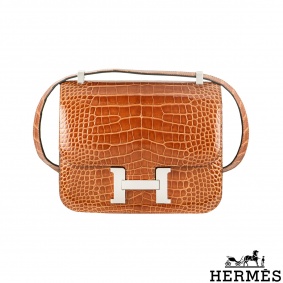 Herms Constance 24cm Cuivre Lisse Alligator PHW
